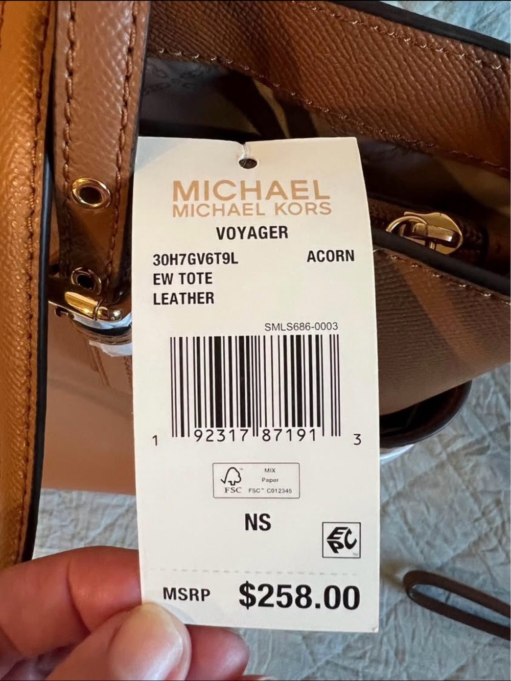 Michael Kors Brown Leather Satchel with Gold Hardware